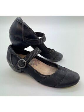 Taos Black Leather Virtue Mary Jane Shoes Womens Size 7 US / 38 EU With Adjustab